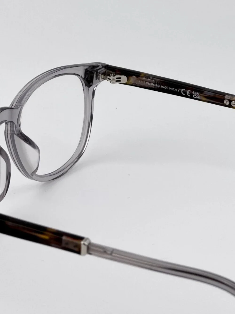 Tom Ford FT5891-F-B 020 Unisex Eyeglasses Grey Round Frame Blue Light Block
